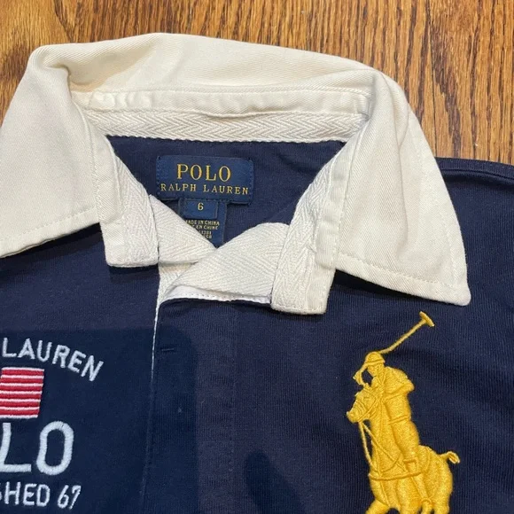 Ralph Lauren Blue and Yellow Polo with Embroidered Logo - Picture 4 of 4